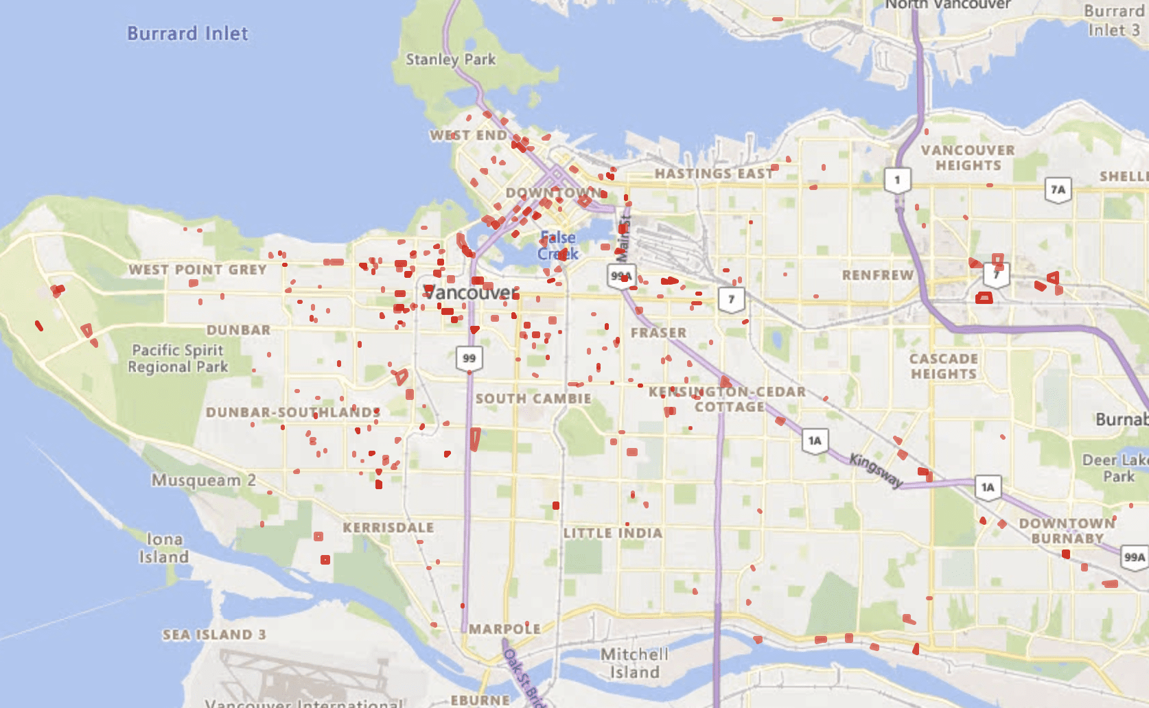 Simon Clayton - Macdonald Realty. Each red dot represents a SOLD property